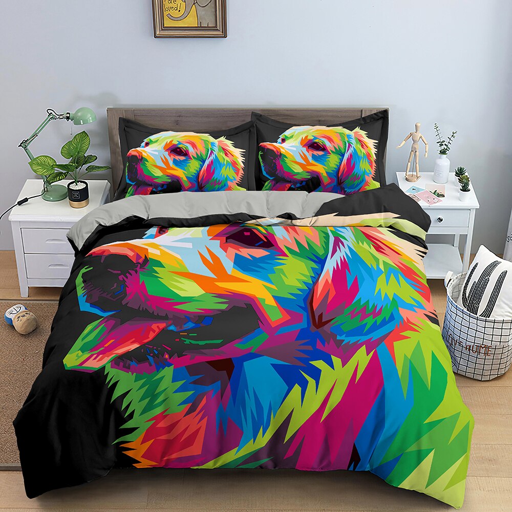 Multicolored Golden Retriever Duvet Cover
