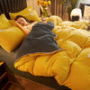 Gray And Yellow Velvet Duvet Cover