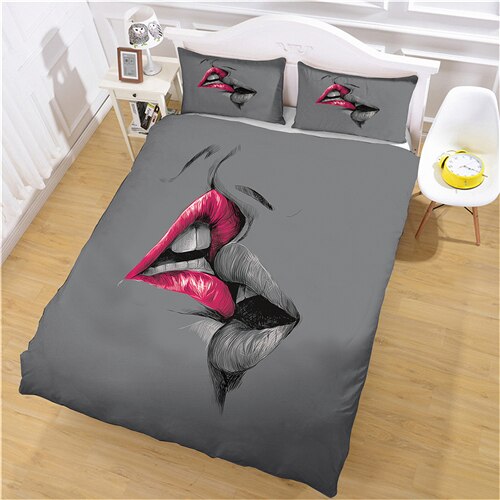 Gray Kissing Person Duvet Cover