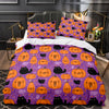 Duvet Cover Halloween Purple Cats and Pumpkins