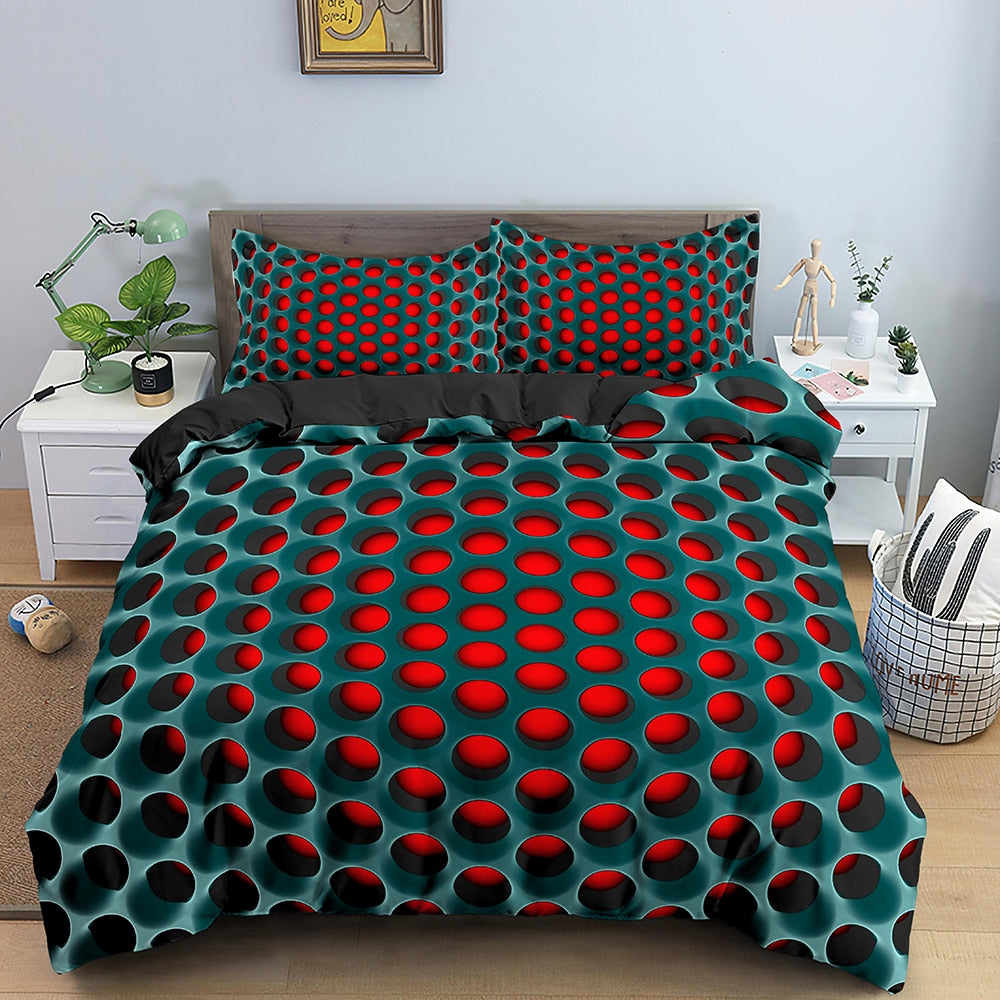 Red Core Optical Illusion Duvet Cover