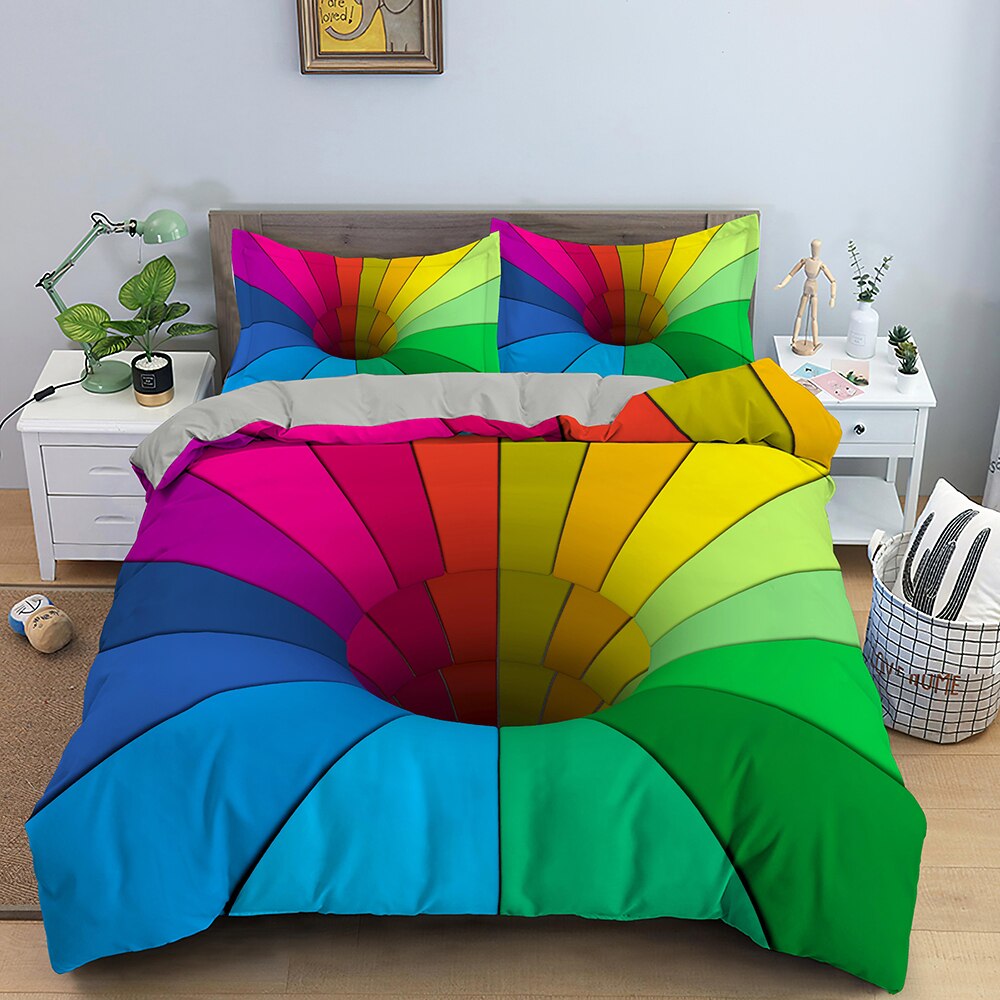 Multicolor Hole Optical Illusion Duvet Cover