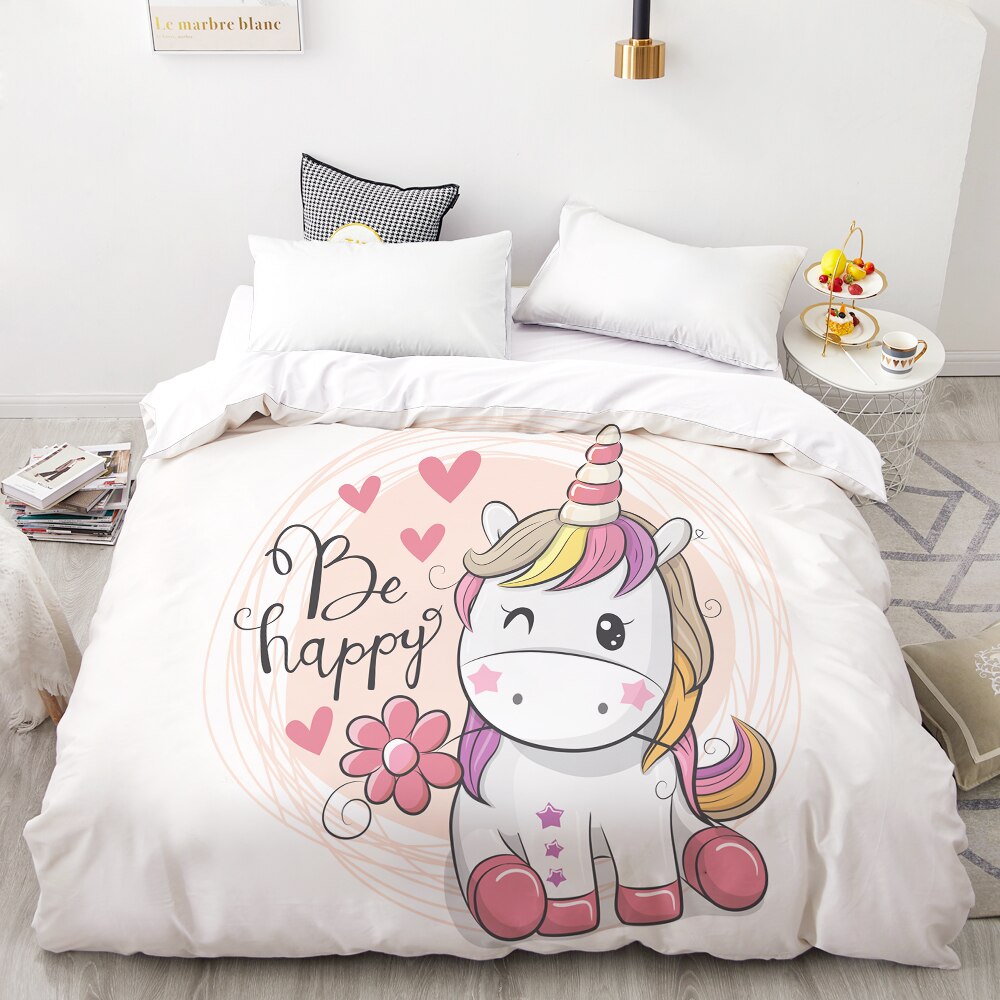 Little Girl Unicorn Duvet Cover