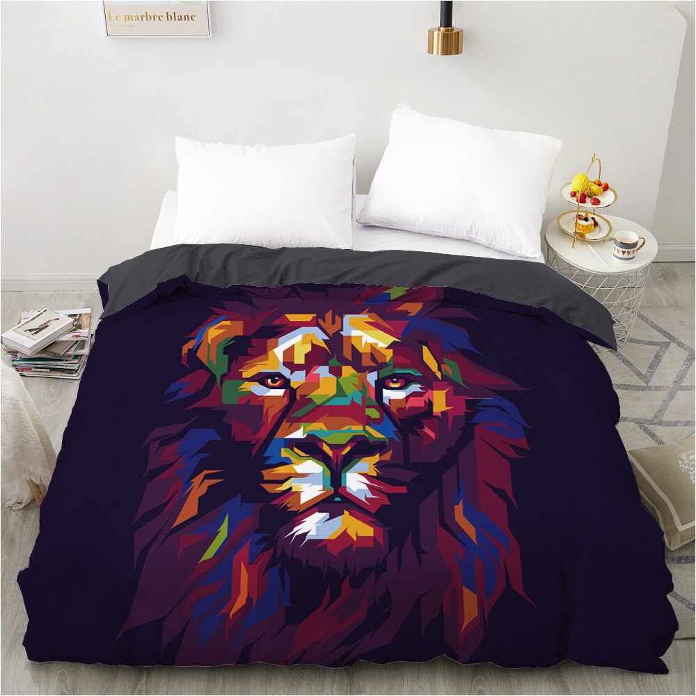 Multicolored Lion Duvet Cover