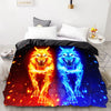 Blue And Orange Wolf Duvet Cover