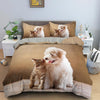 Puppy And Kitten Brown Duvet Cover