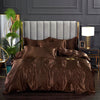 Dark Brown Imitation Satin Duvet Cover