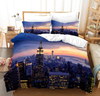 Orange And Purple New York Duvet Cover