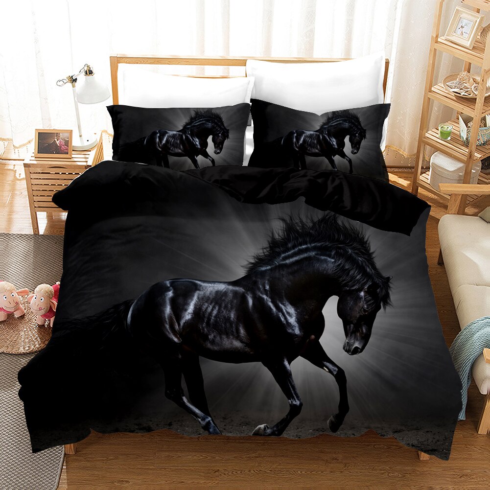 Black Duvet Cover Black Horse