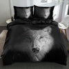 Blue Eyed Wolf Black Duvet Cover