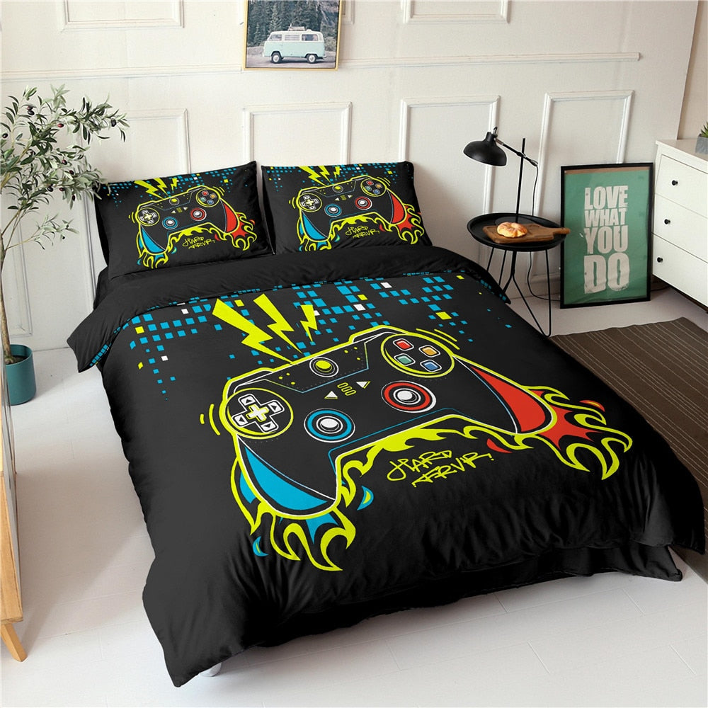 Black Duvet Cover Blue And Red Joystick