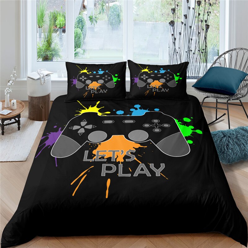 Black Duvet Cover Video Game Controller