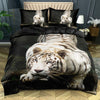 White Tiger Black Duvet Cover