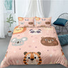 Cute Animals Pink Duvet Cover