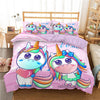 Two Unicorns Pink Duvet Cover