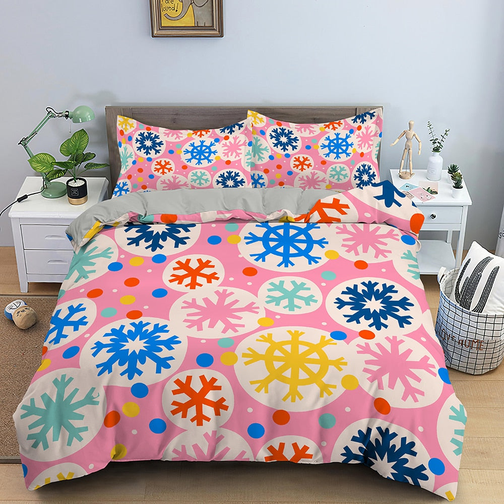 Snowflake Pink Duvet Cover