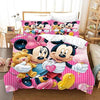 Mickey And Minnie Holding Hands Pink Duvet Cover