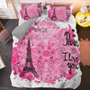 Paris I Love You Pink Duvet Cover