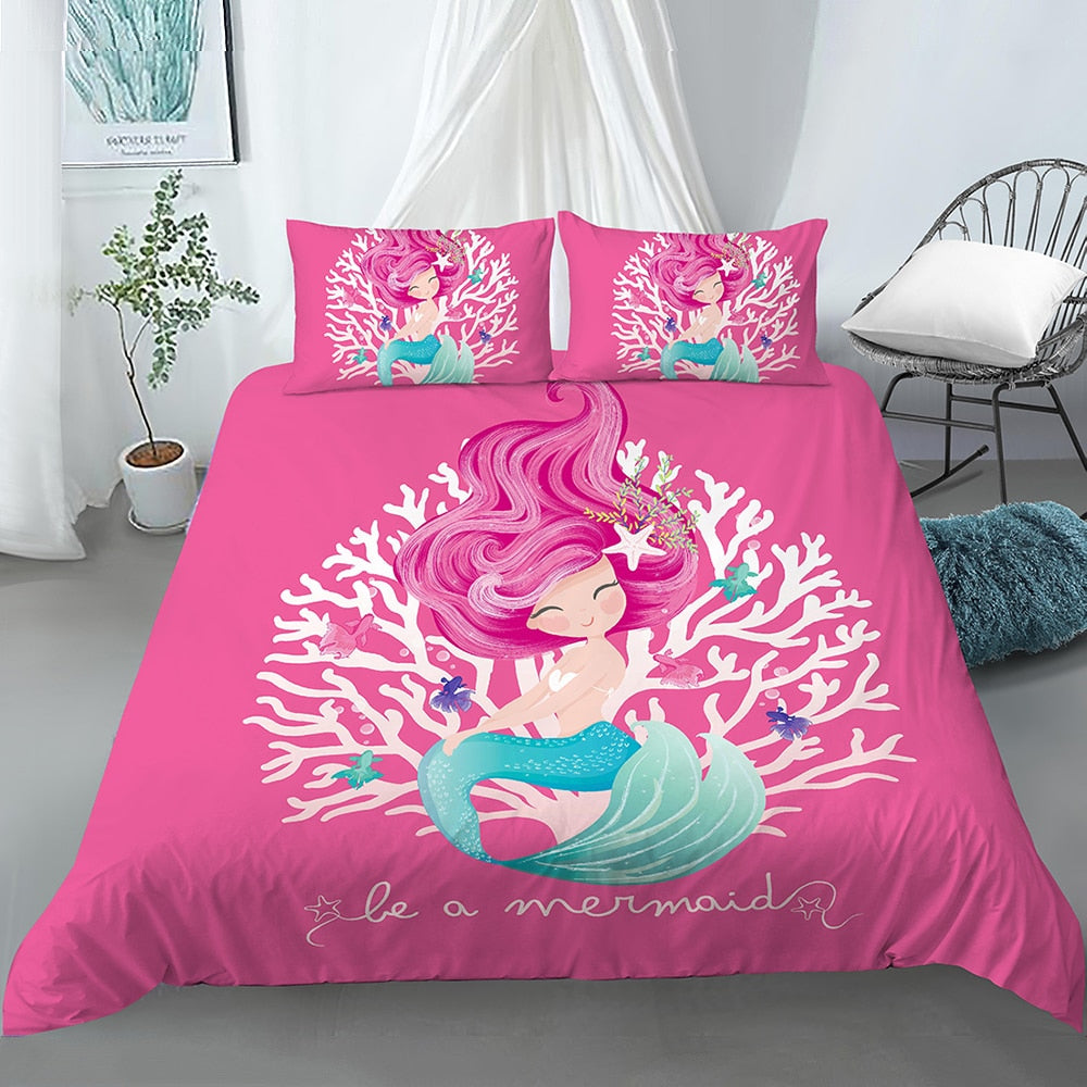 Pink Mermaid Duvet Cover