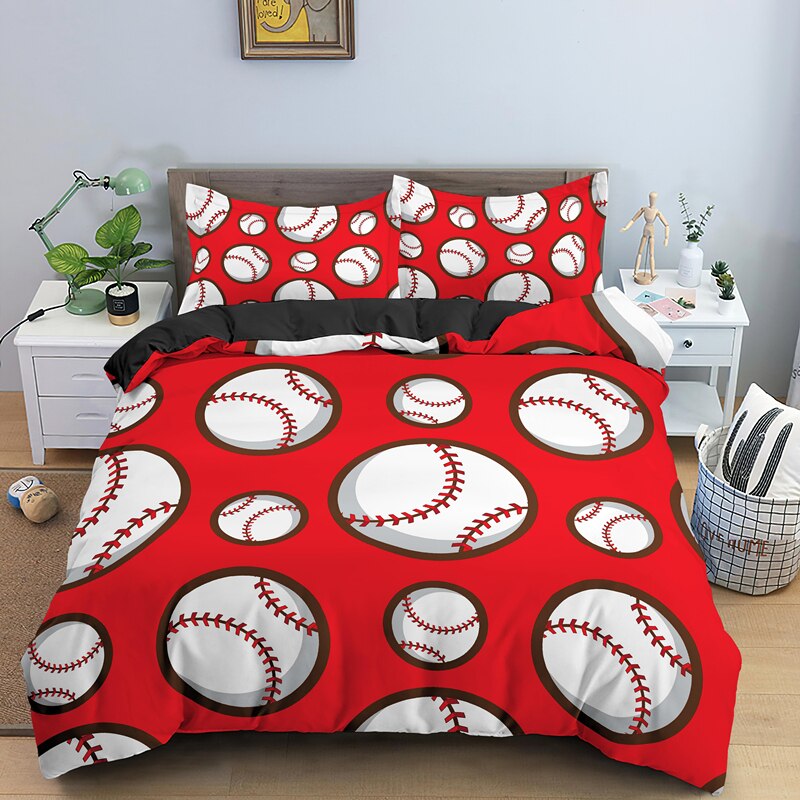 Baseball Red Duvet Cover