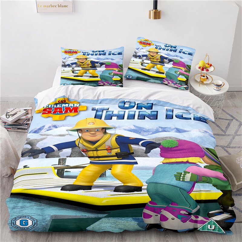 Fireman Sam On The Frozen Lake Duvet Cover