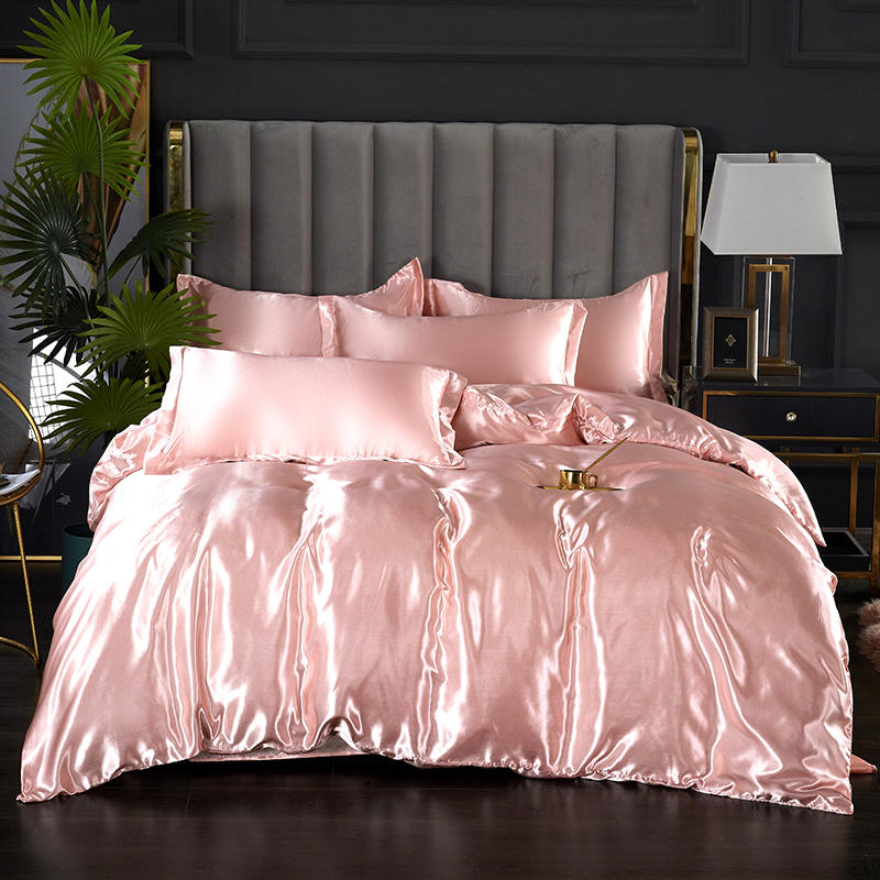 Light Pink Satin Duvet Cover