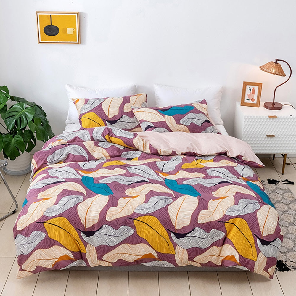 Scandinavian Leaf Pattern Duvet Cover