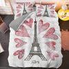 Hearts Eiffel Tower Duvet Cover