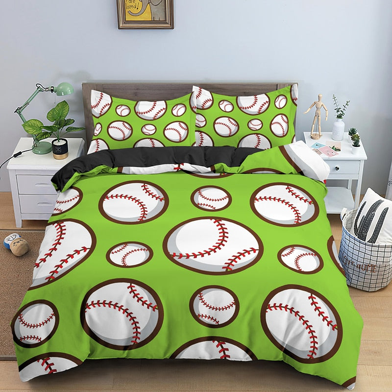 Baseball Green Duvet Cover