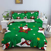 Santa Claus And Snowman Green Duvet Cover