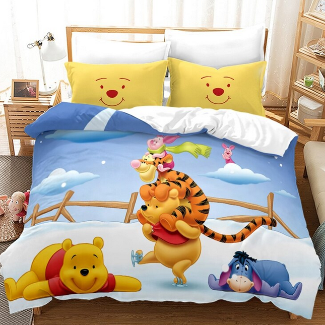 Winnie The Pooh Ice Skate Duvet Cover