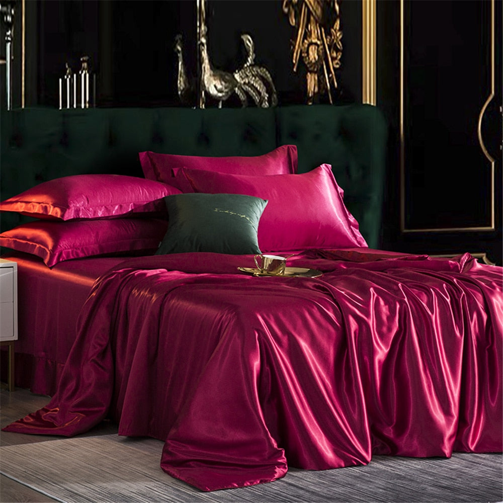 Red 100% Satin Duvet Cover