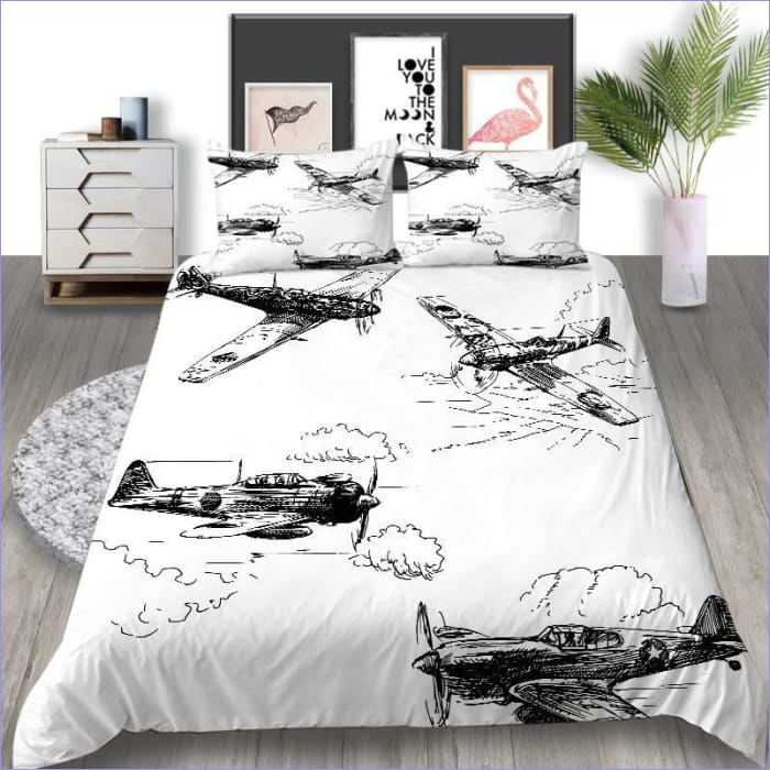 Vintage Airplanes Teenage Duvet Cover