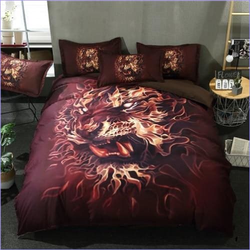 Tiger On Fire Teenage Duvet Cover