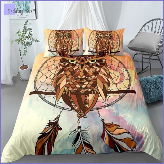 Brown Owl Dream Catcher Duvet Cover