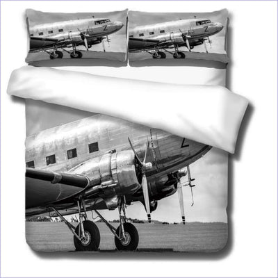 Black and White Airplane Duvet Cover