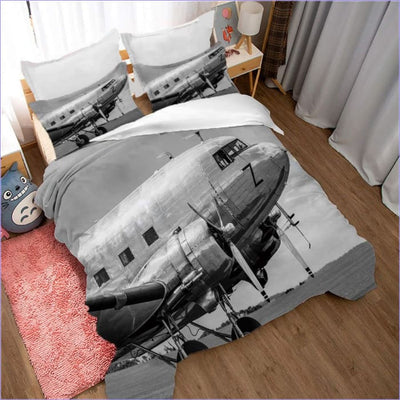 Black and White Airplane Duvet Cover