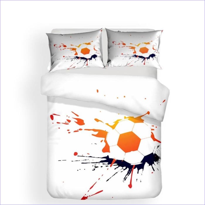 Soccer Ball Duvet Cover Painting Orange and Black