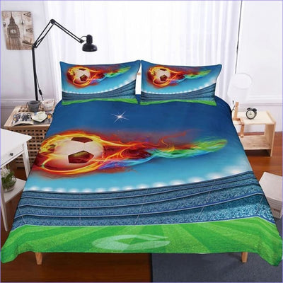 Flaming Soccer Ball Duvet Cover