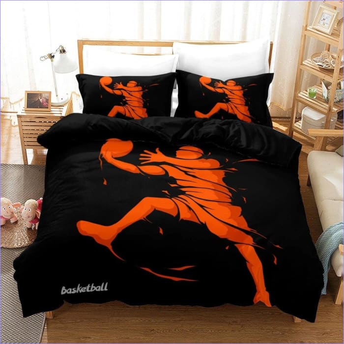 Black and Orange Basketball Duvet Cover