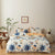 Beige Duvet Cover Little Blue Flowers