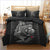 Biker Skeleton and Woman Duvet Cover