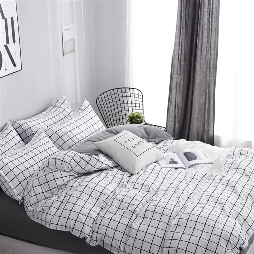 White Checked Duvet Cover