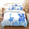 Blue Flowers White Duvet Cover