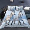 Horse Pattern White Duvet Cover 2 Persons