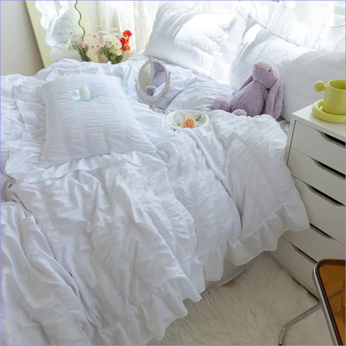 White Duvet Cover with English Embroidery