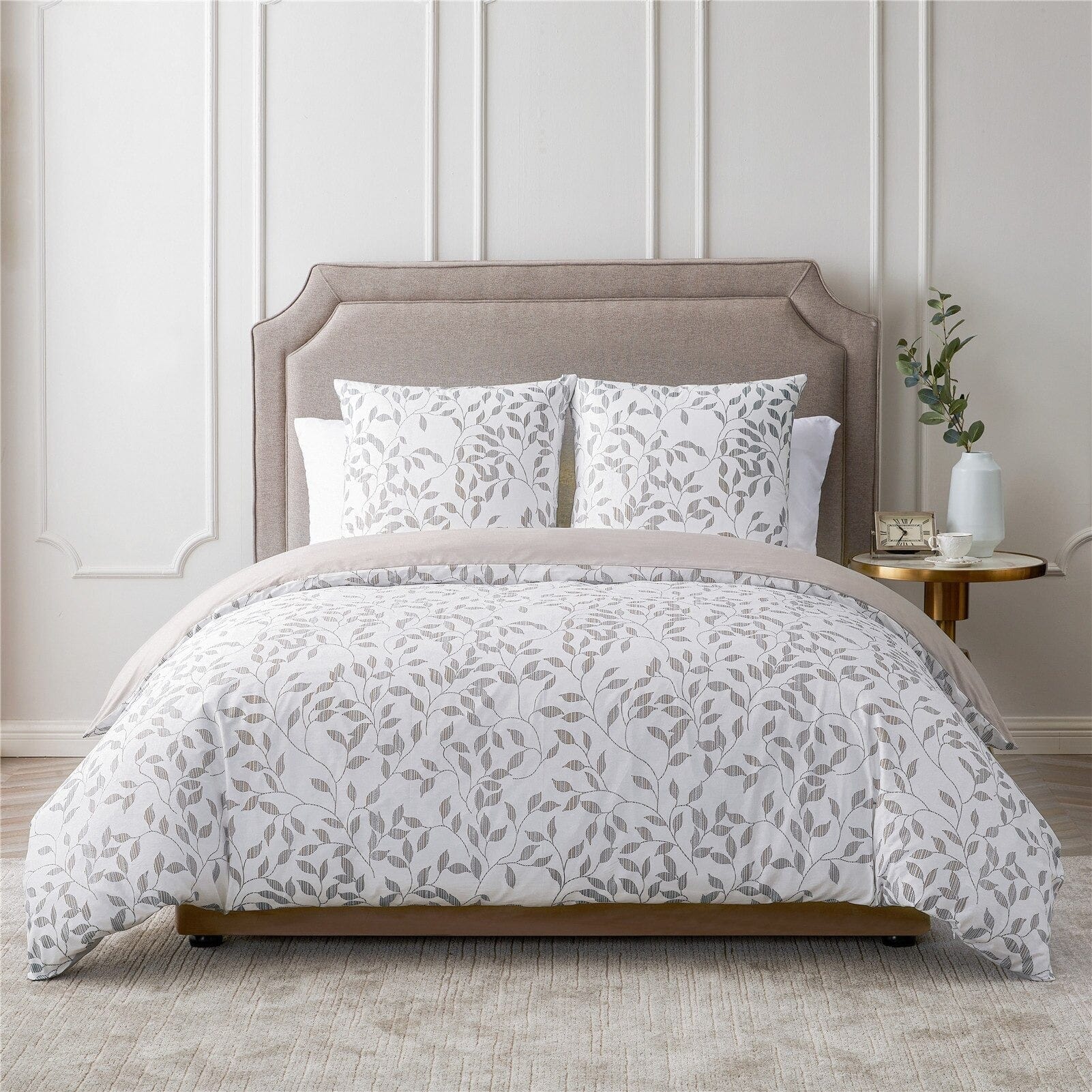 White and Beige Duvet Cover