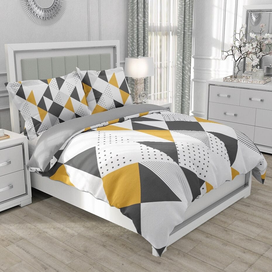 White and Yellow Duvet Cover