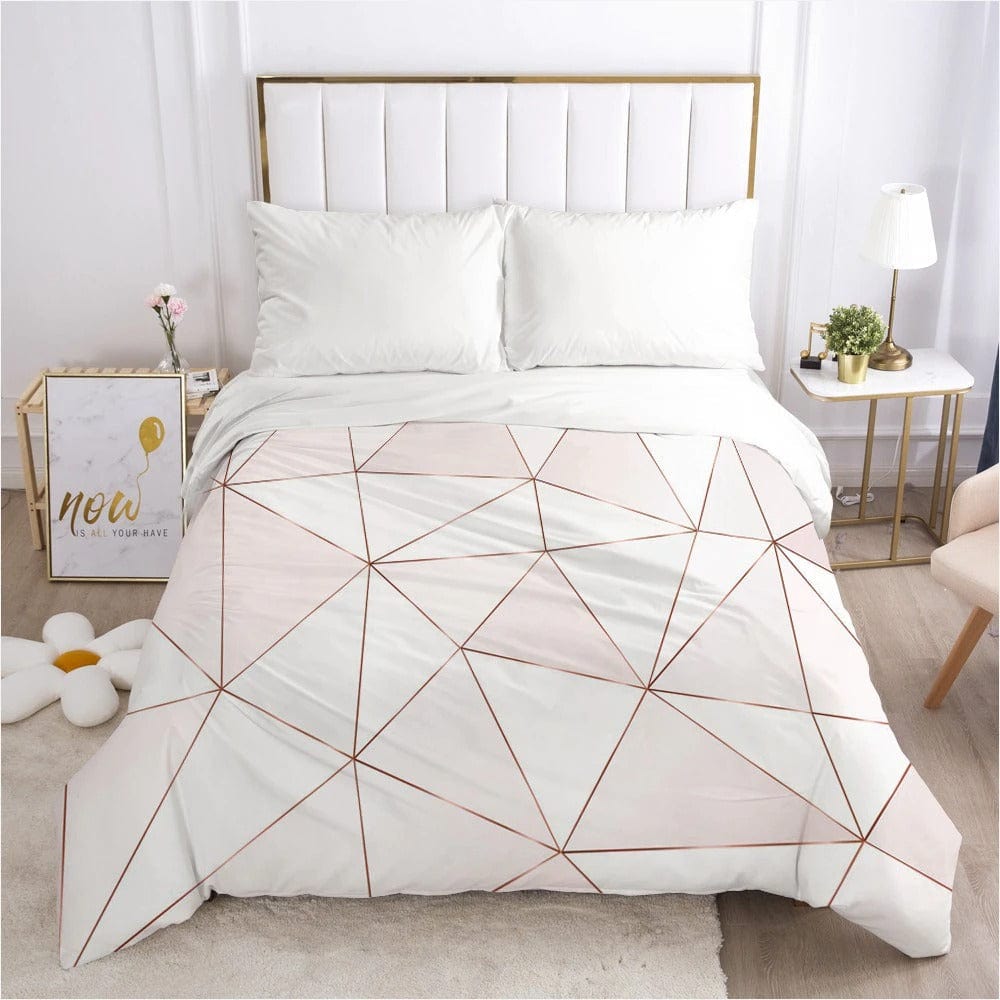 White and Rose Gold Duvet Cover