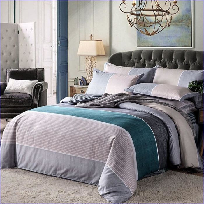 Duck Egg Blue and Gray Duvet Cover